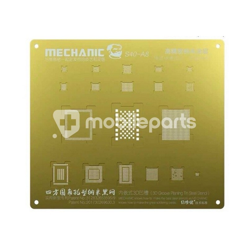 Mechanic S40 3D Groove Gold Steel Stencil A8