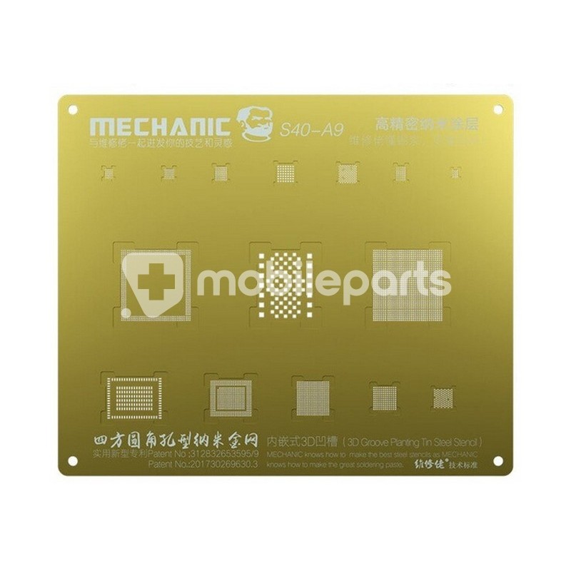 Mechanic S40 3D Groove Gold Steel Stencil A9