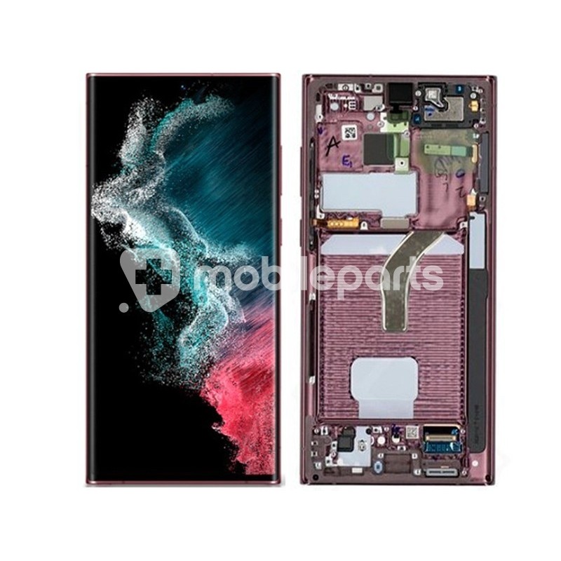 Display Touch + Frame Burgundy Samsung SM-S908 S22 Ultra Ori