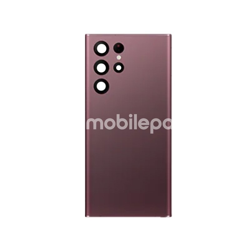 Rear Cover Burgundy + Camera Lens Samsung SM-S908 S22 Ultra No Logo