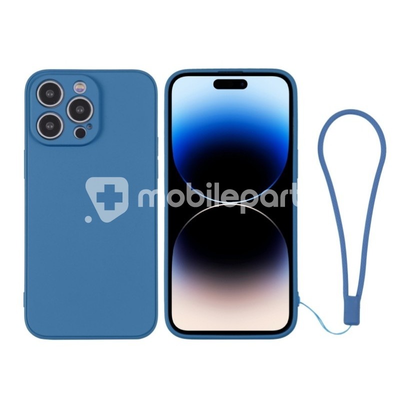 Silicone Case Blue + Wrist Strap iPhone 14 Pro Max