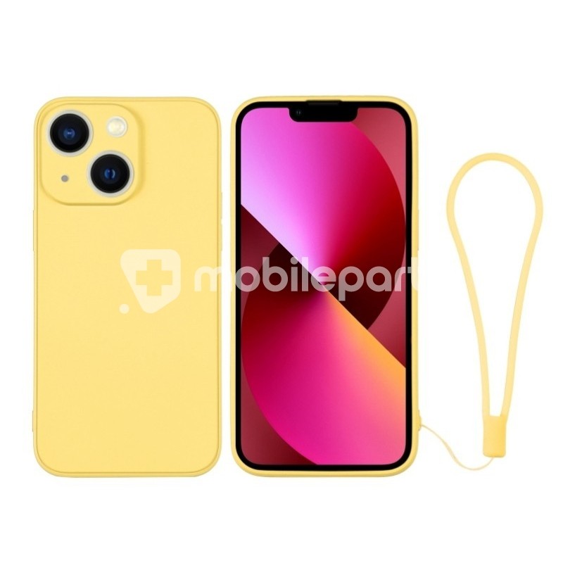 Silicone Case Yellow + Wrist Strap iPhone 13
