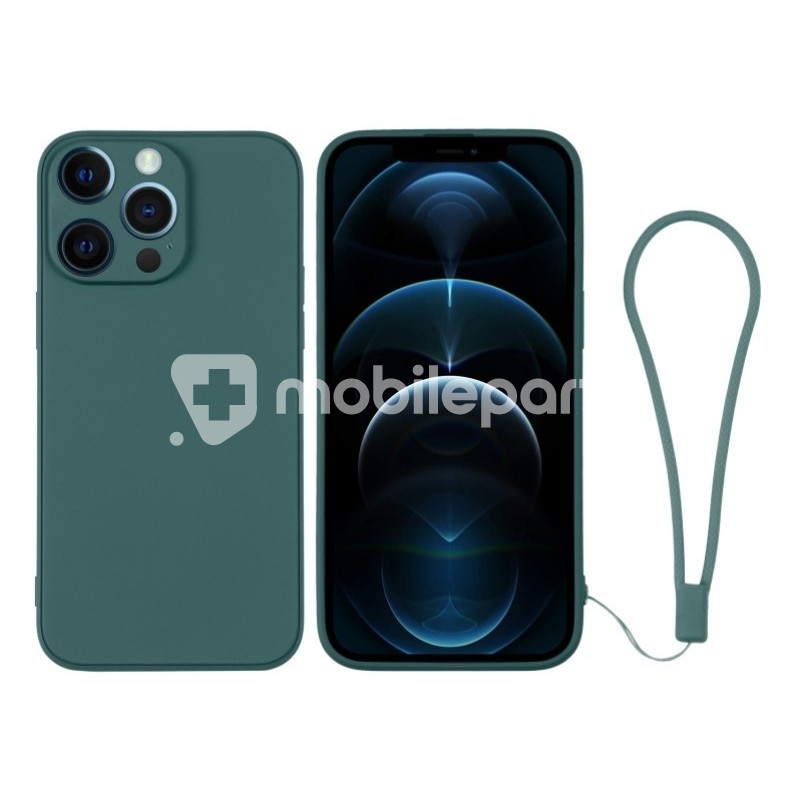 Silicone Case Dark Green + Wrist Strap iPhone 12 Pro Max