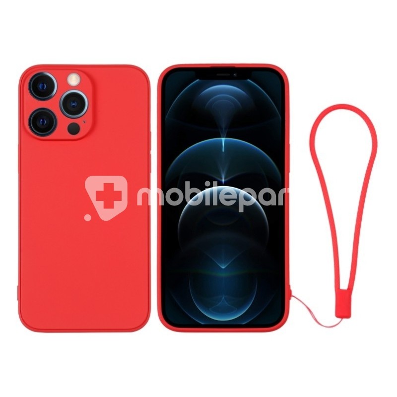 Silicone Case Red + Wrist Strap iPhone 12 Pro Max