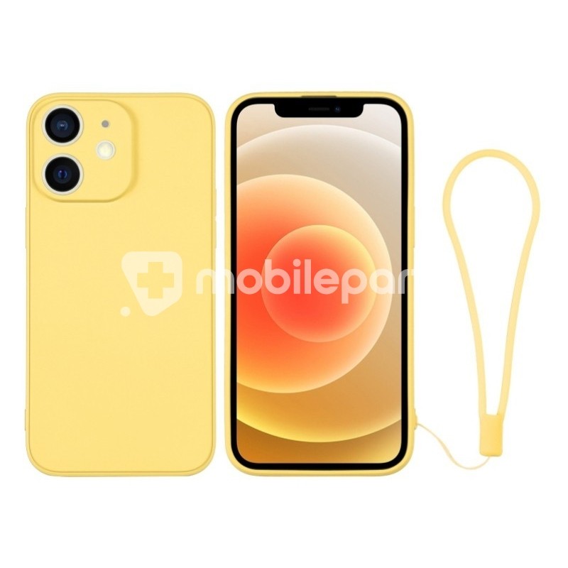 Silicone Case Yellow + Wrist Strap iPhone 12