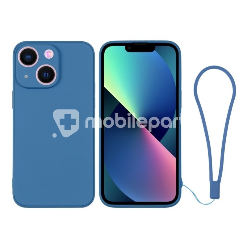 Silicone Case Blue + Wrist Strap iPhone 13 Mini