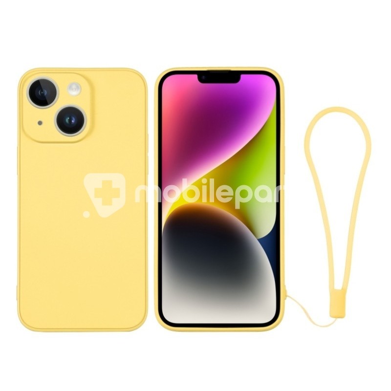 Silicone Case Yellow + Wrist Strap iPhone 14 Plus