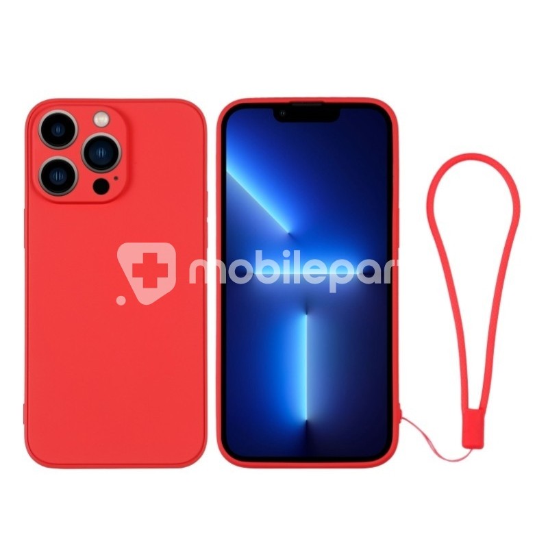 Silicone Case Red + Wrist Strap iPhone 13 Pro