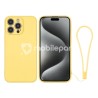 Silicone Case Yellow + Wrist Strap iPhone 15 Pro
