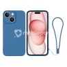 Silicone Case Blue + Wrist Strap iPhone 15