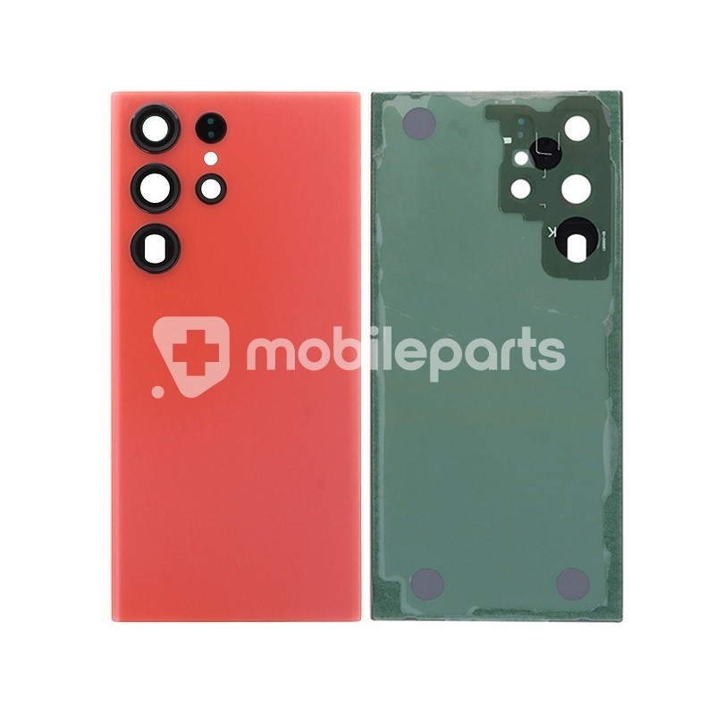Rear Cover Red + Camera Lens Samsung SM-S918 S23 Ultra No Logo