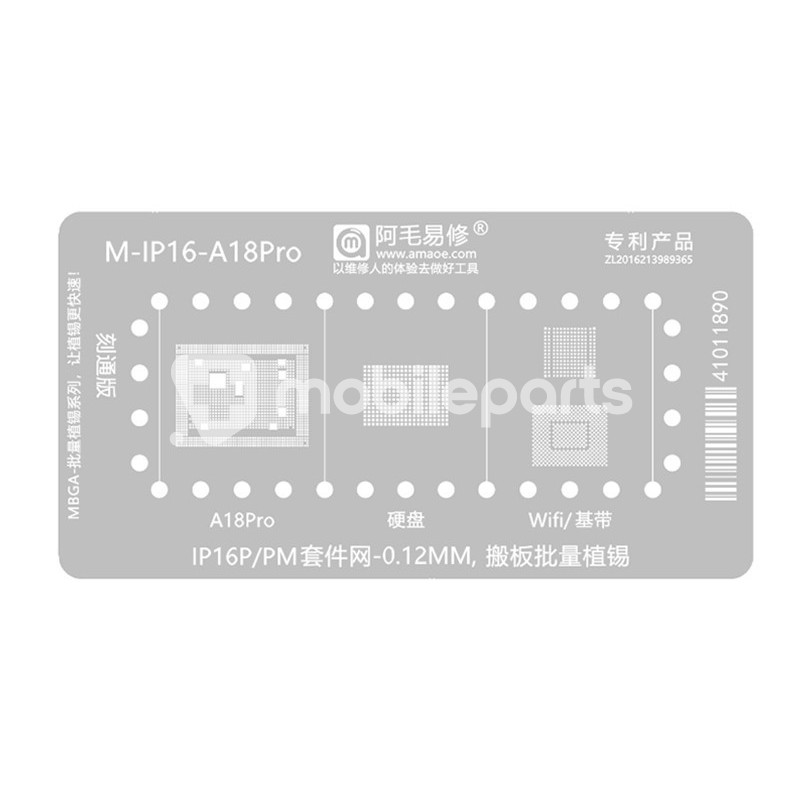 AMOE M-IP16-A18Pro 0.12MM Stencil iPhone 16 Pro - 16 Pro Max