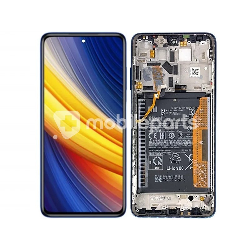 LCD + Battery + Frame Blue Xiaomi Poco X3 Pro (PULLED)