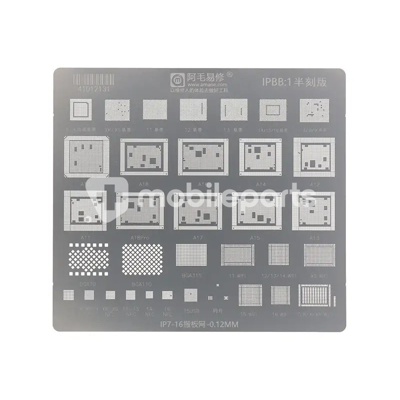 Amaoe IPBB:1 0.12MM Baseband - Hard Disk - WiFi - NFC - Code Chip Stencil iPhone 7 - 16 Pro Max