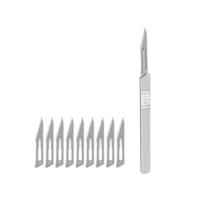 Jun Bei Set of 10 Blades No. 11 + Scalpel for Micro-Welding