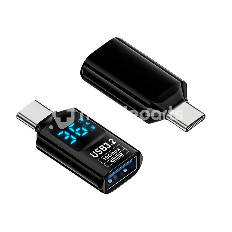 USB(Male) to Type-C(Female) 36W 10Gbps Digital Display Charging Adapter Black