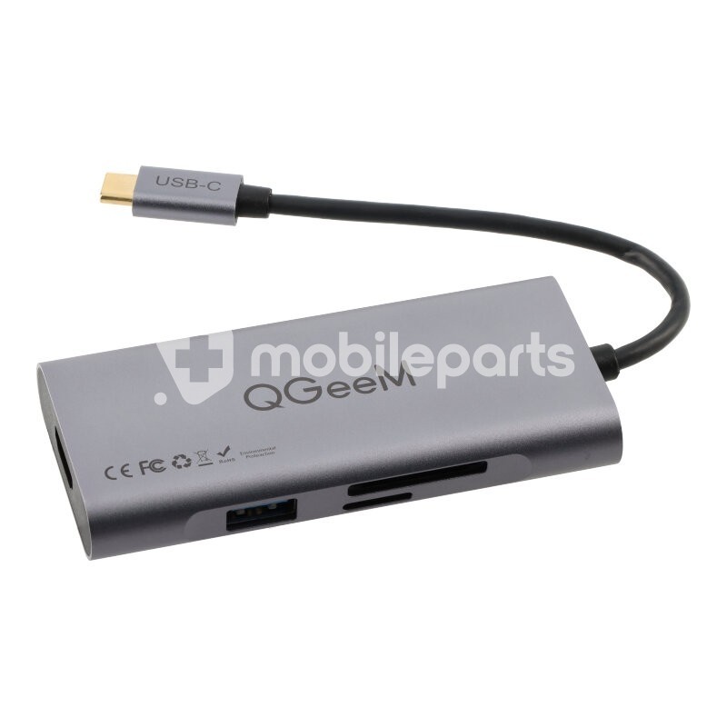 QGeeM 7 in 1 100W Type-C Hub to HDMI 4K/USB 3.0*3/Type-C/SD/TF Card Readers Adapter