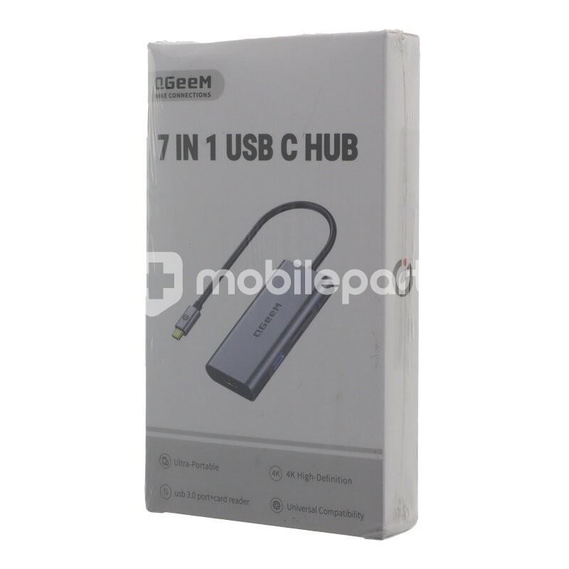 QGeeM 7 in 1 100W Type-C Hub to HDMI 4K/USB 3.0*3/Type-C/SD/TF Card Readers Adapter