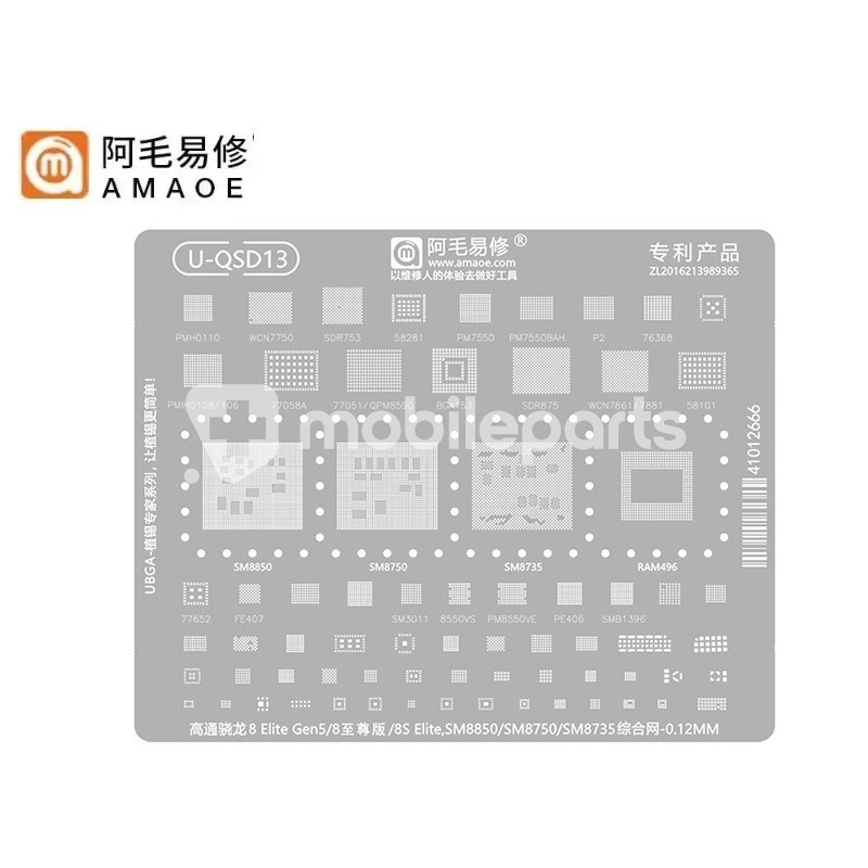 Stencil Amaoe U-QSD13 CPU SM8850 - 8750 - 8735 Snapdragon 8 Elite