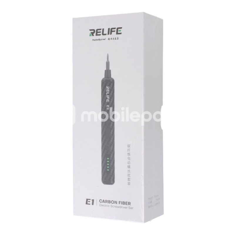 RELIFE E1 Carbon Fiber Electric Screwdriver Set with 12Pcs S2 Steel Bits