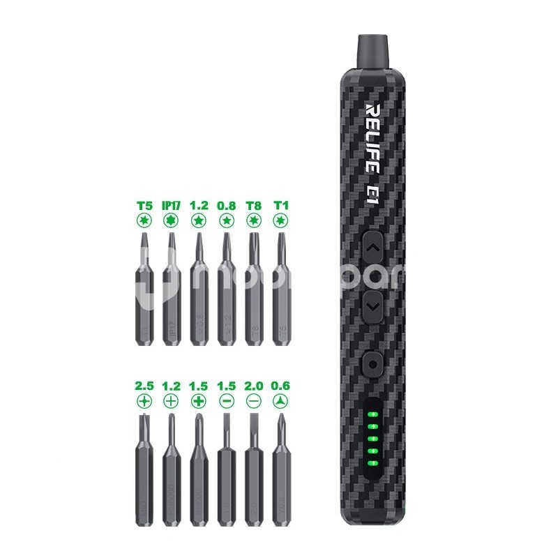 RELIFE E1 Carbon Fiber Electric Screwdriver Set with 12Pcs S2 Steel Bits