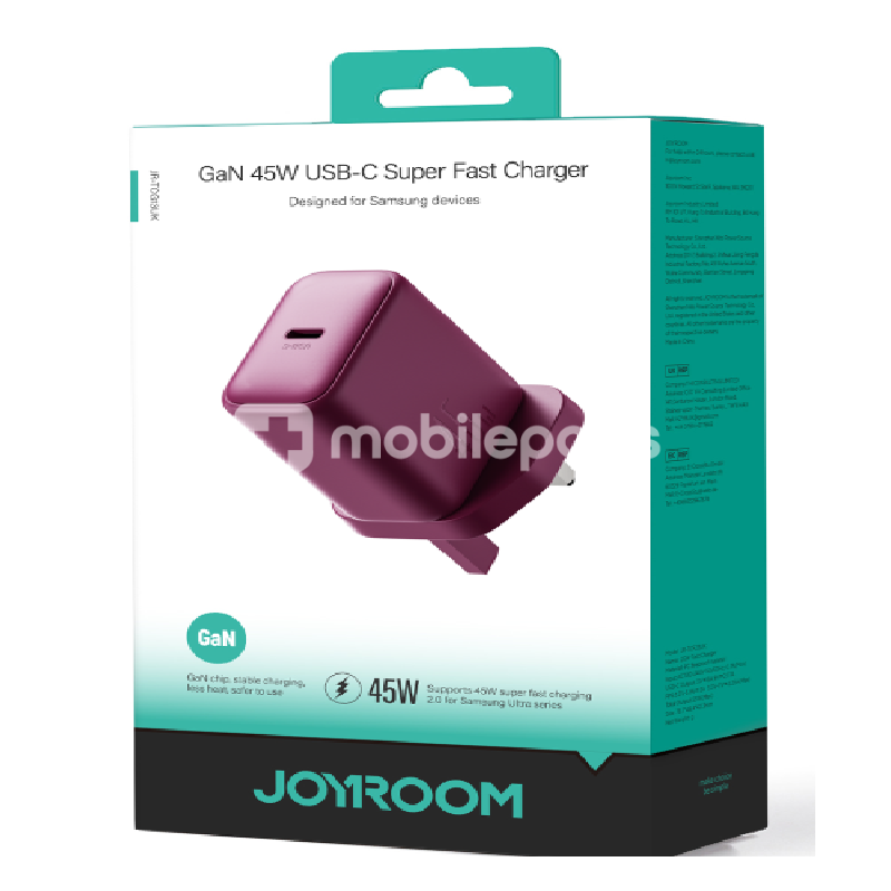 Joyroom JR-TCG13 45W GaN USB-C Charger -Dark Cherry (UK)