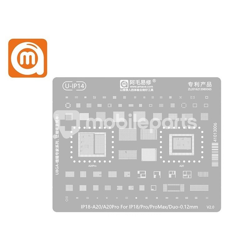 Amaoe U-IP14 0.12MM A20 - A20 Pro CPU Repair BGA Stencil iPhone 18 Series