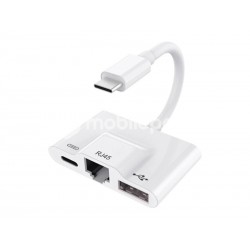 Adapter 3 In 1 USB-C  A  USB - Ethernet - Type-C Power