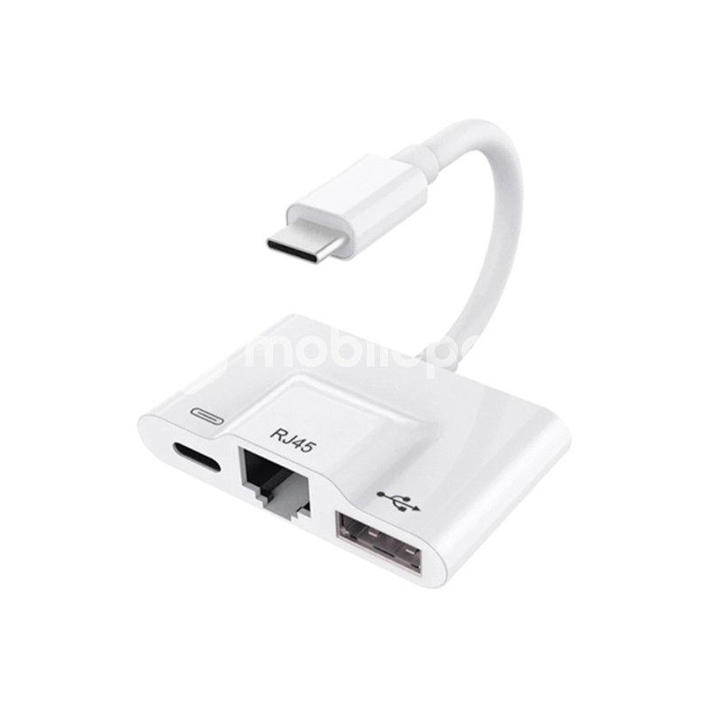 Adapter 3 In 1 USB-C  A  USB - Ethernet - Type-C Power